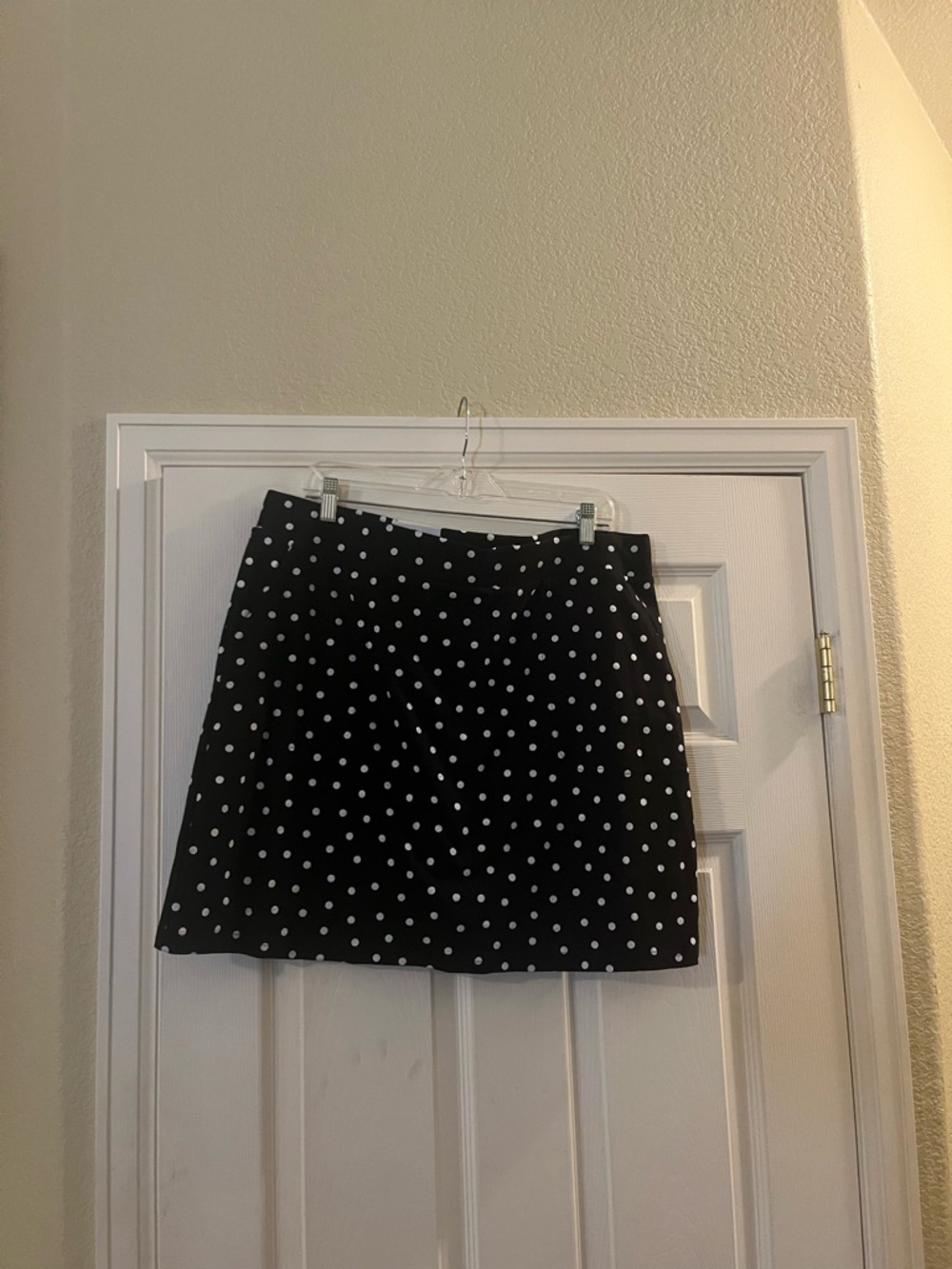 croft & barrow Black Mini Skirt with White Polka Dots